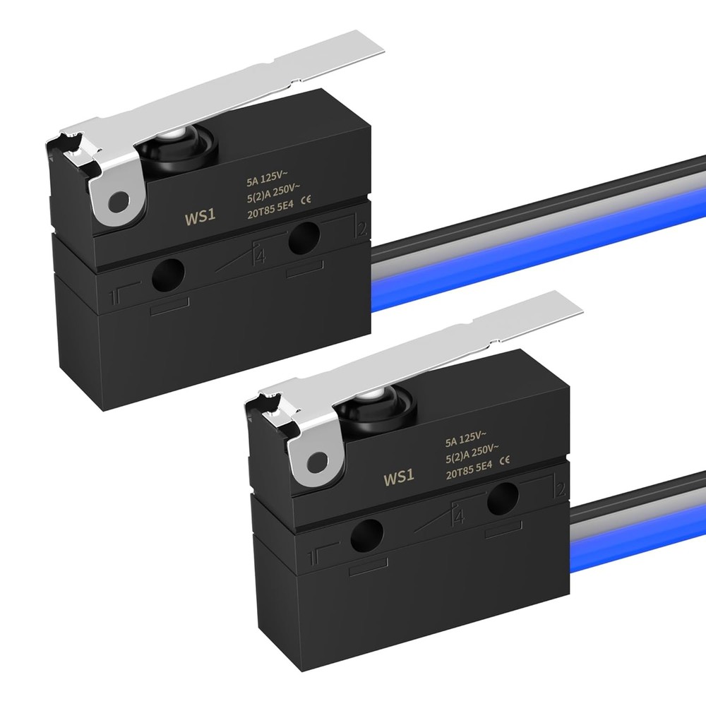2-Pack Waterproof Micro Limit Switch SPDT 6A 12V DC / 5A 250V Pre-Wired