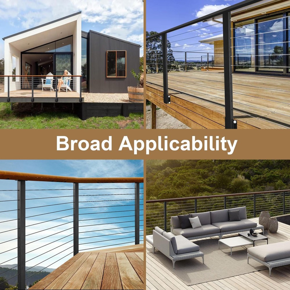 2 Pack Modular Black Side Mount Cable Railing Kit 38 Inch Cable Railing System