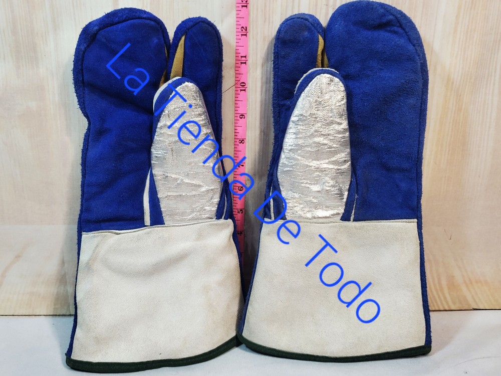 SPLIT LEATHER FRONT AND ALUMINIZED BACK WELDING GLOVES MITTEN MITTS 2 FINGER