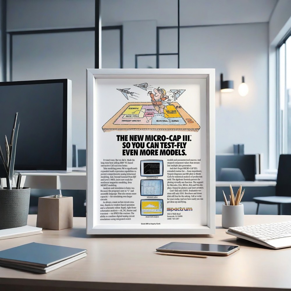 1991 Spectrum MICRO-CAP III PC Interactive CAE Tool Vintage PRINT AD