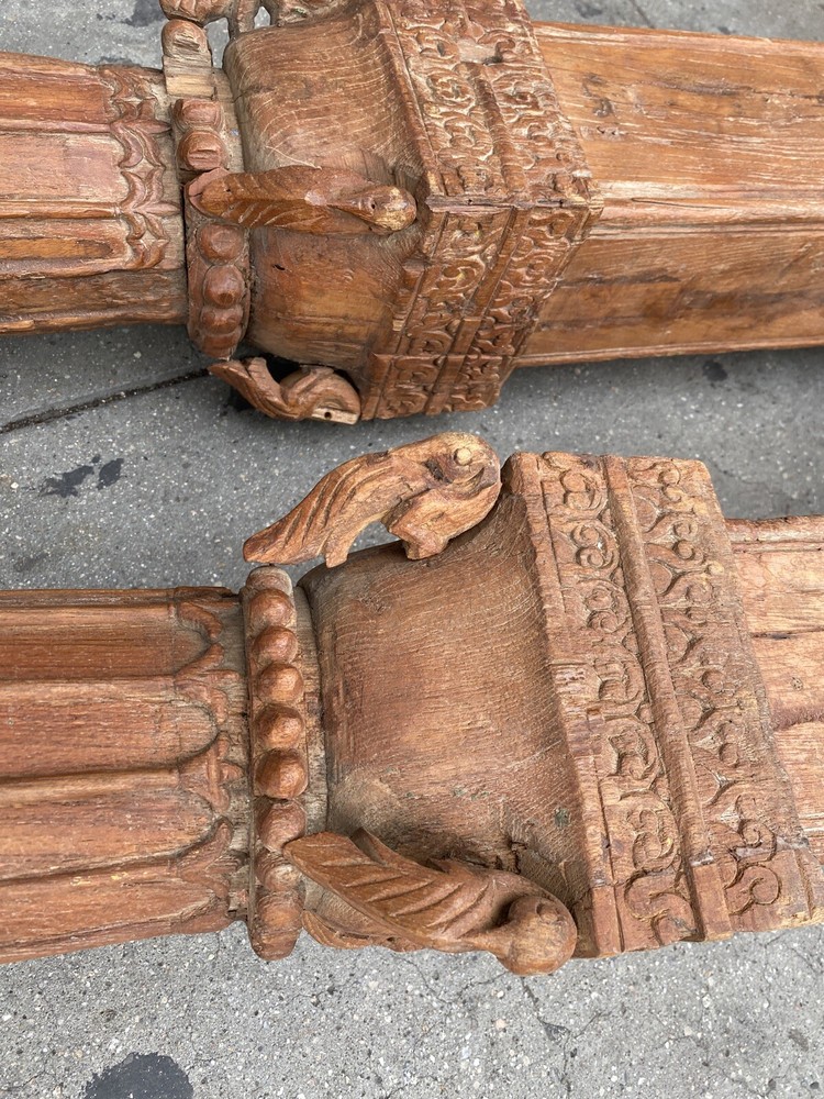 Old Wood Carved Moroccan Style Columns Pillars