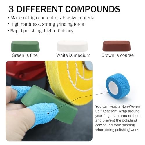 8" Buffing Polishing Wheels Set - Soft/Fine/Medium for Bench Grinder, 3PCS + 7.4