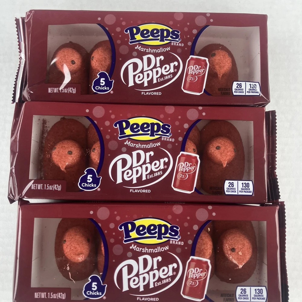 Dr Pepper Peeps 3 packages 1.5oz each (5 peeps per package)