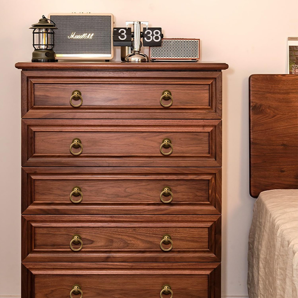 4 Pack Solid Antique Brass Cabinet Pulls Ring Drawer Pulls, Antique Style Kitche