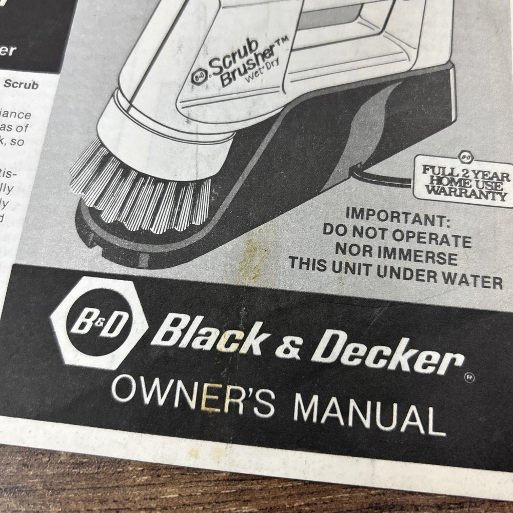 Vintage Black & Decker Scrub Brusher 9385 Owners Operators Manual
