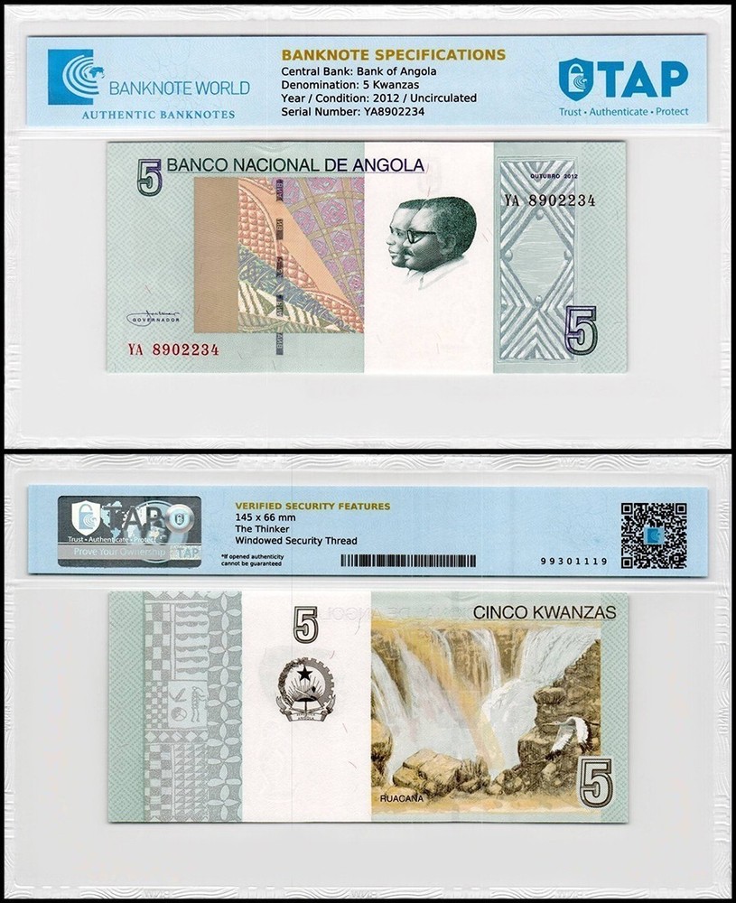 Angola 5 Kwanzas, 2012, P-151Aa, UNC, TAP Authenticated