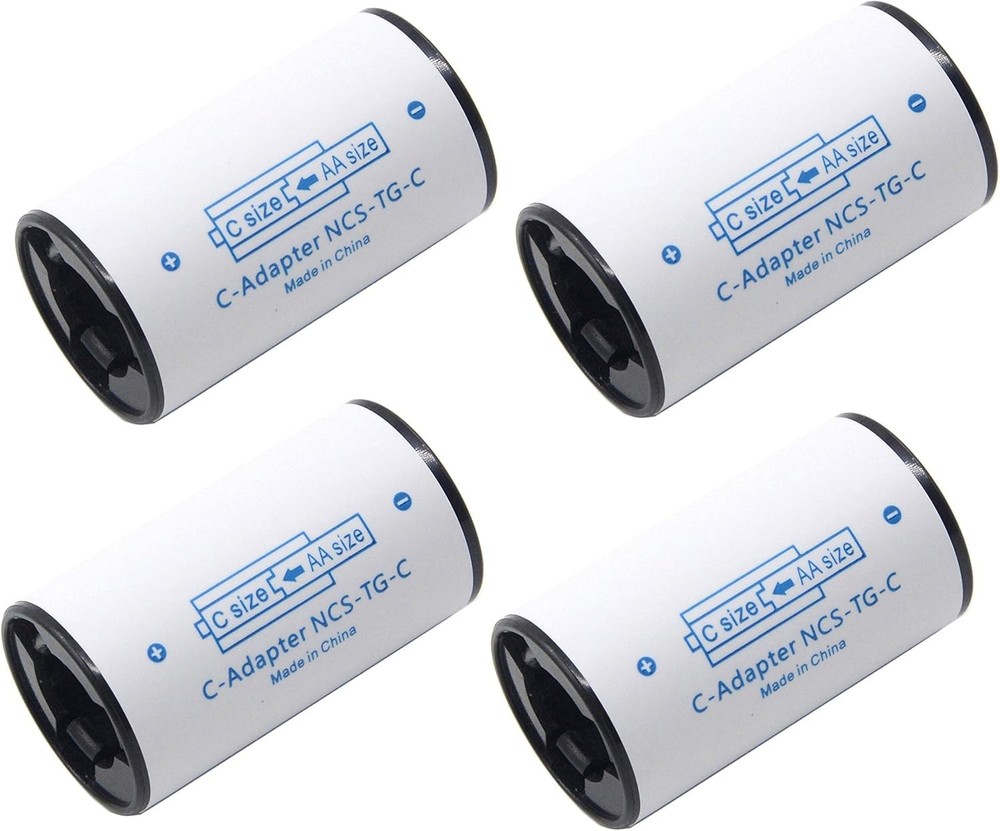 4-Pack AA to C Battery Converter Adapters - Lightweight and Portable Solution
