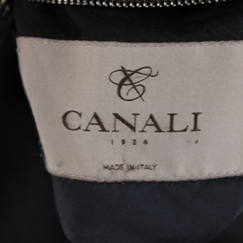 Canali Polyester Reversible Button Front Jacket Size 58 (3XL US) In Blue / Plaid