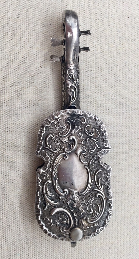 Antique 800 Silver ~ MINIATURE VIOLIN ~ 4" Long