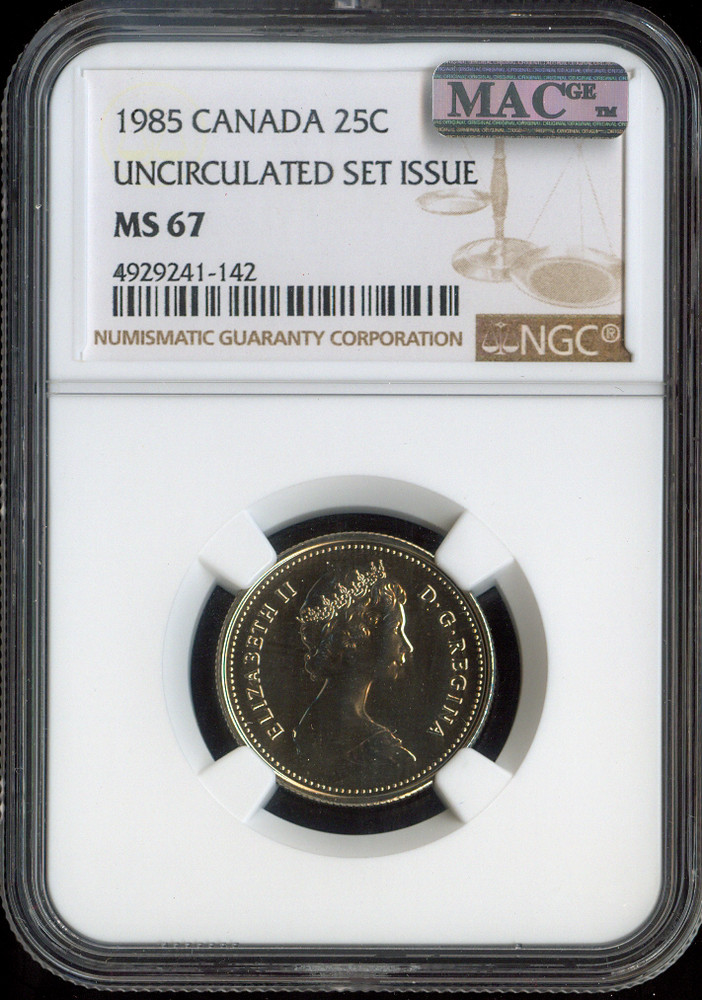 1985 Canada 25 Cents 25C MS67 MAC Quality