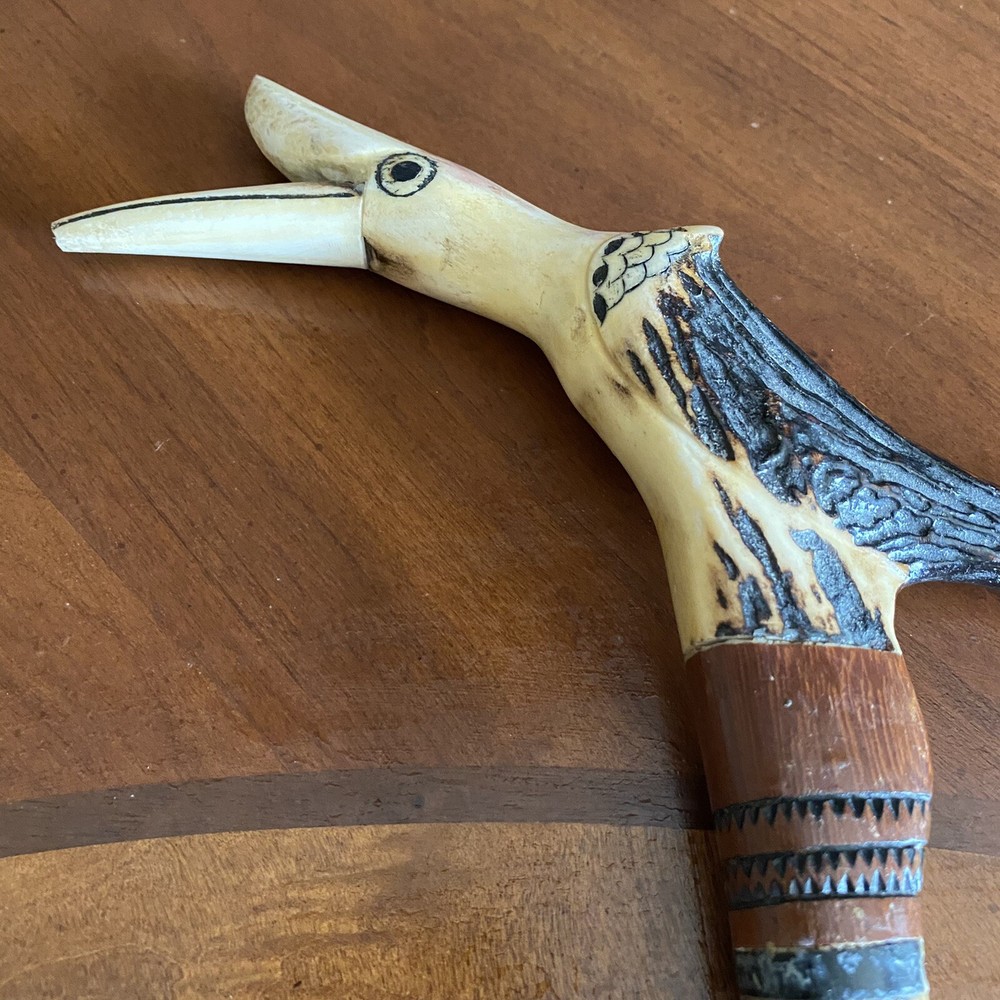 Vintage cane deer antler handle .