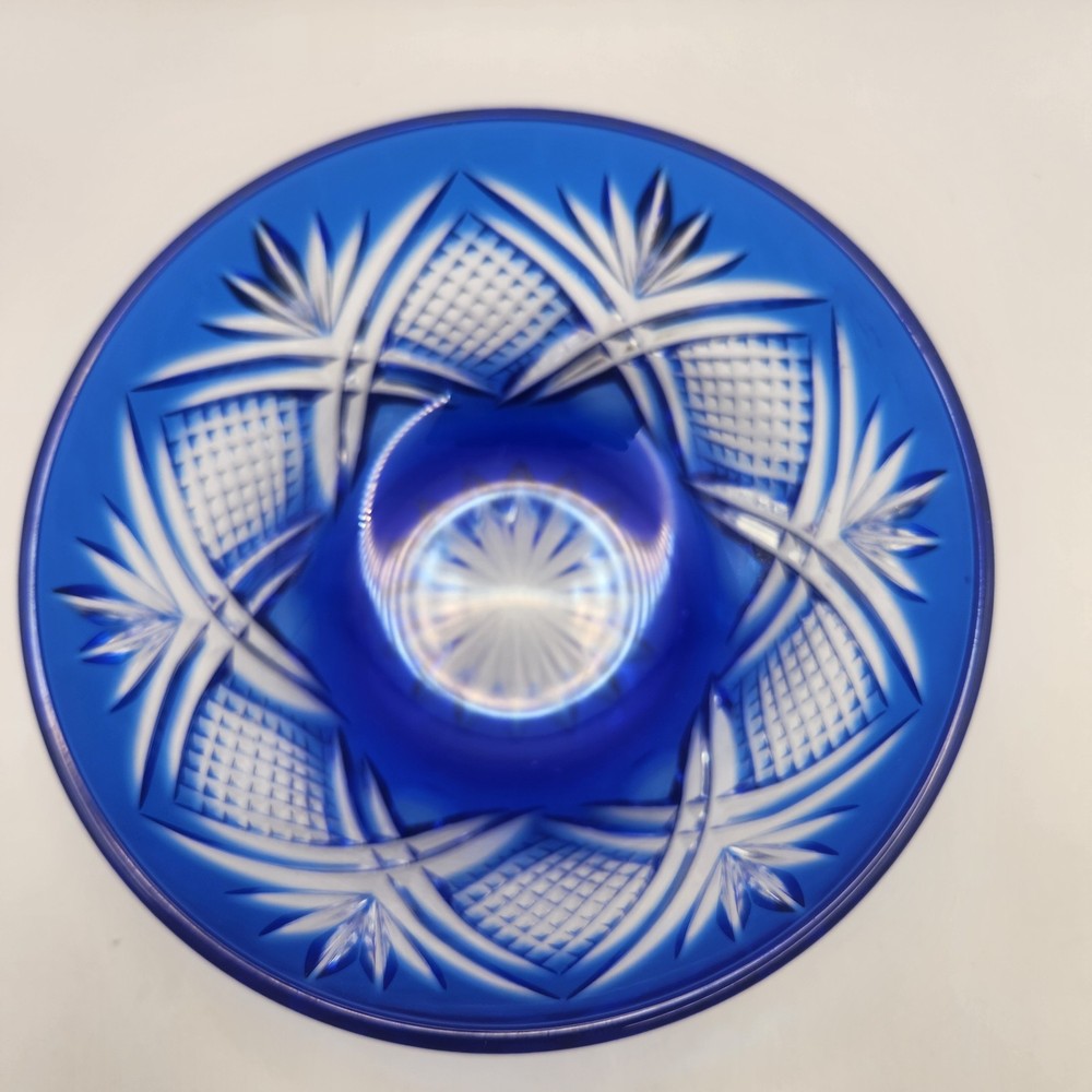 Cobalt Blue Cut Glass Bowl 2" Height 5" Diameter