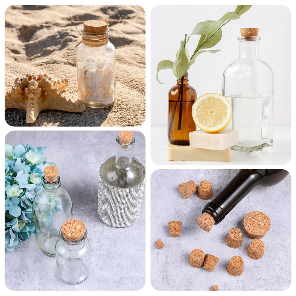 30 Pcs Assorted Corks 6 Sizes Mini Replacement Stoppers Tapered Plugs Natural