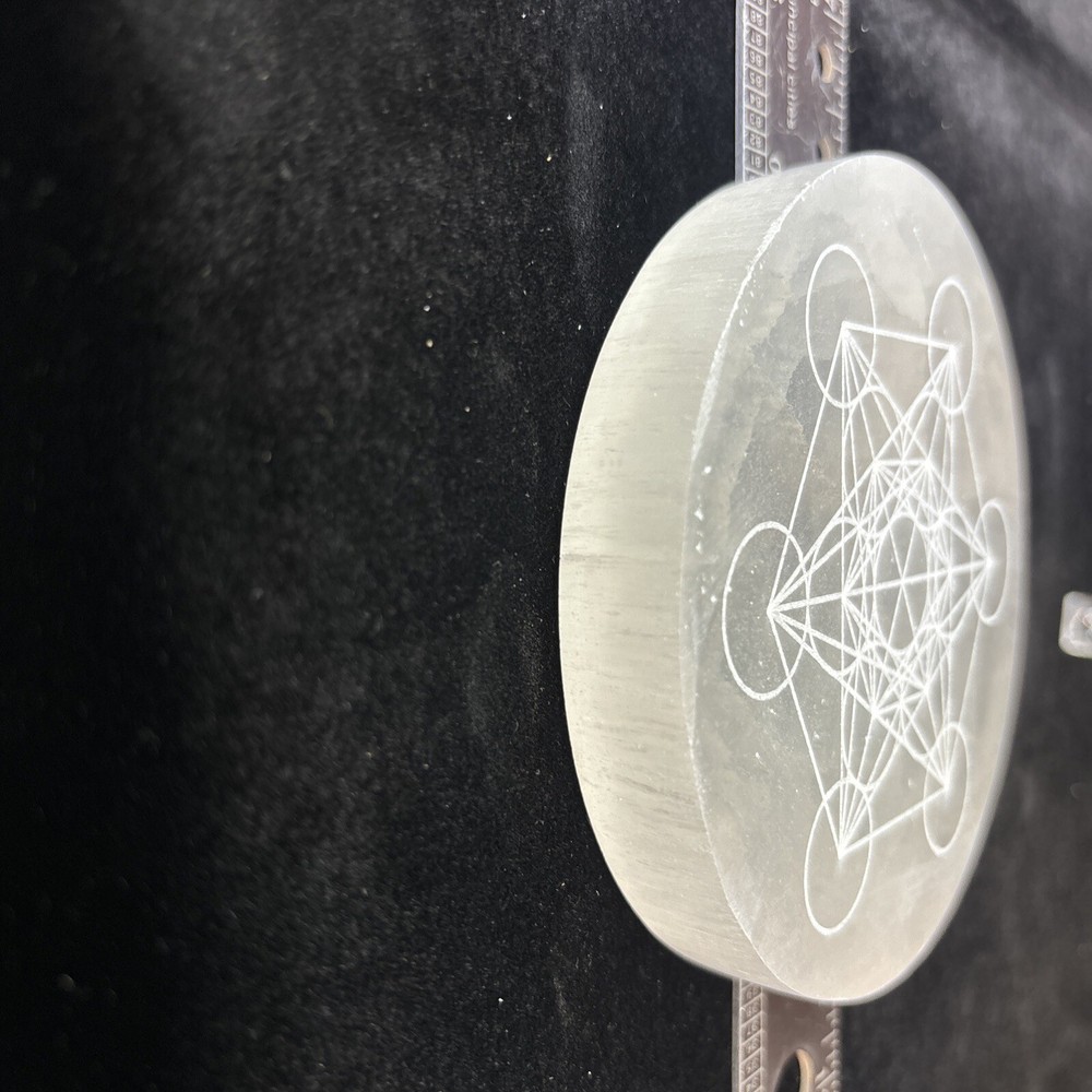 4” Selenite Charging Plate/ Grid Metatrons cube