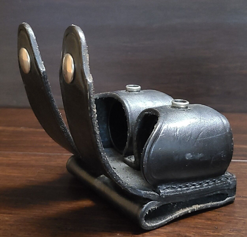 HKS Med 103 Leather Double Speed Loader Black Belt Clip