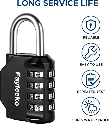 4 Digit Combination Padlock for School, Gym, Toolbox, Cabinet Storage (1 Pack
