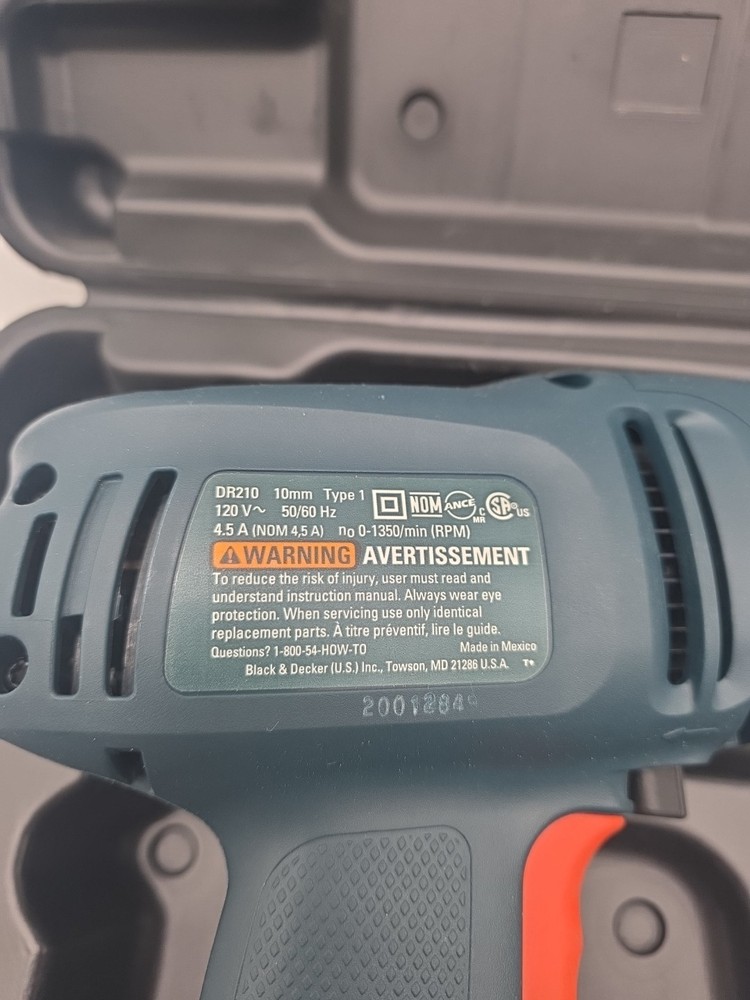 Black & Decker- DR210 -Corded Drill With Bits And Case