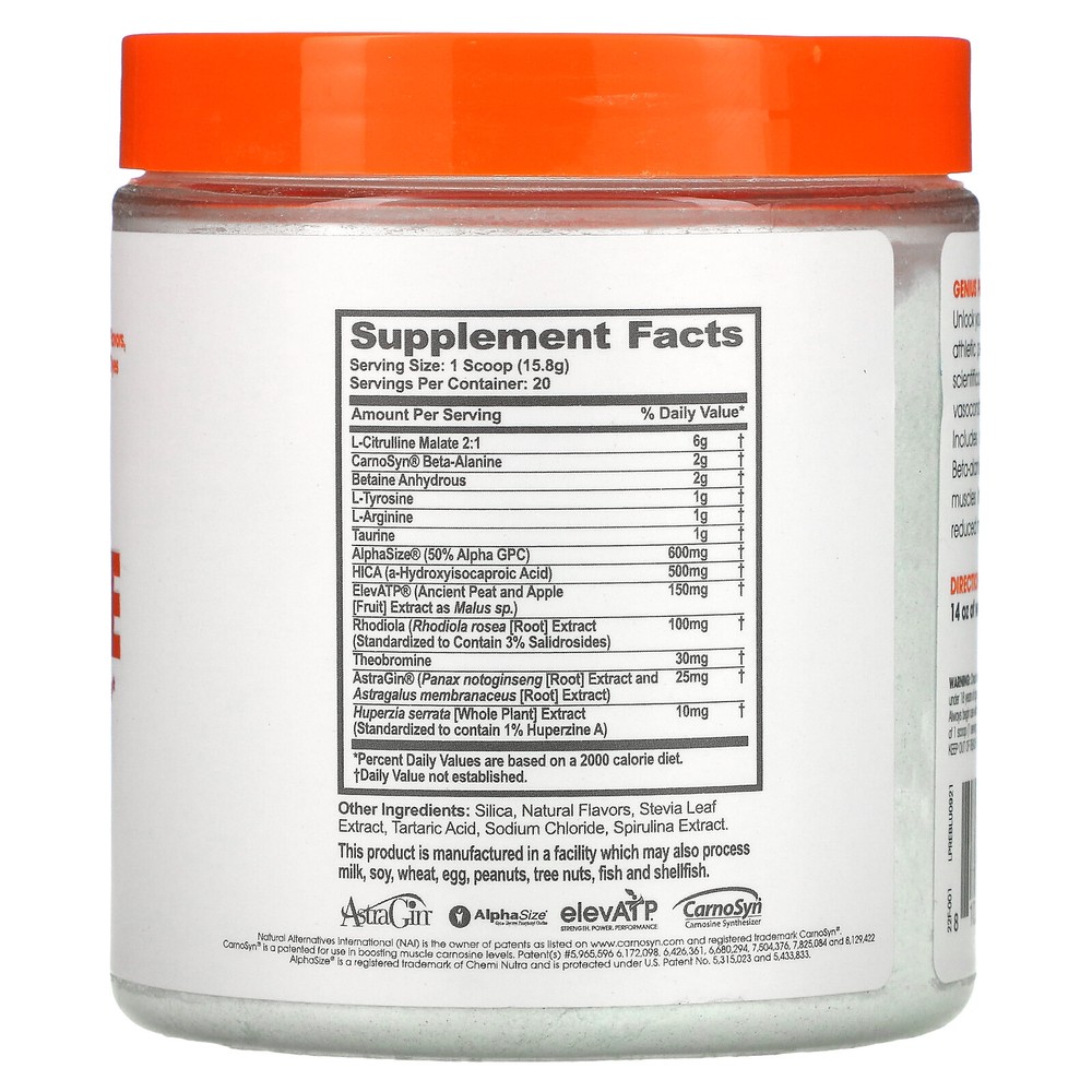 Genius Pre, Blue Raspberry, 11.15 oz (316 g)