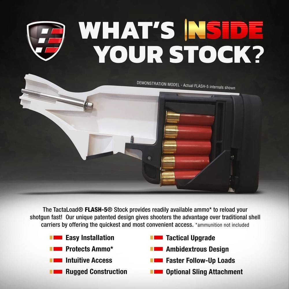 TACTALOAD Flash-5 Stock w/ Integrated Mag Loader - 5 Shell - Rem 870 - Orange