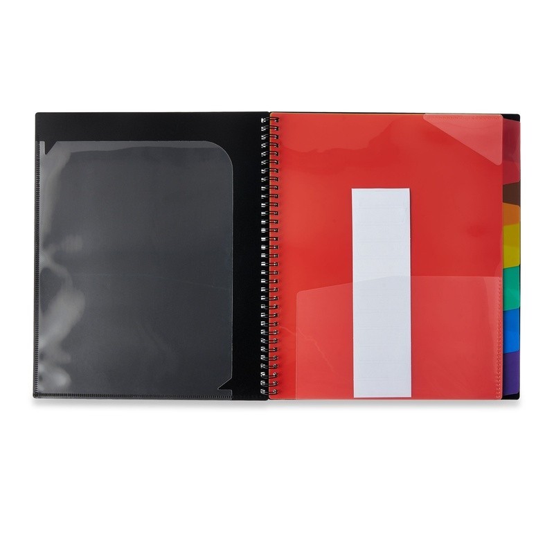 12 Pocket Spiral Poly Organizer Black File Folders Documents & Projects New