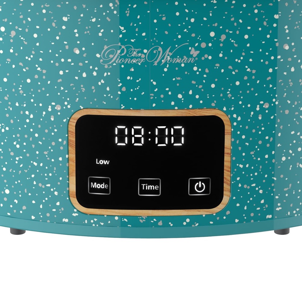 6 Quart Digital Slow Cooker with Locking Lid, Teal Speckle