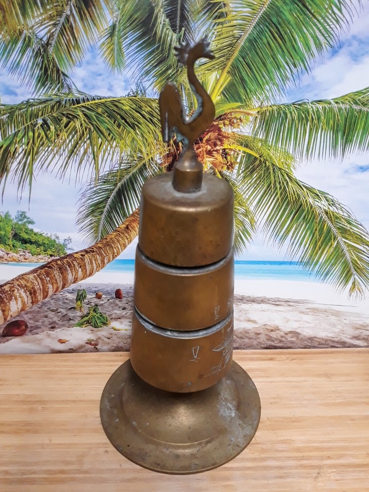 Solid Brass Asian Stacked Three Tier Bell with Chicken Finial