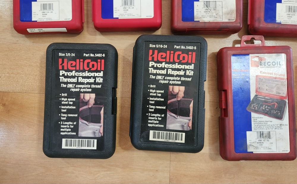 Huge Heli-Coil & Recoil Thread Repair Kit Lot 13 Sets - Taps, Tools, Inserts