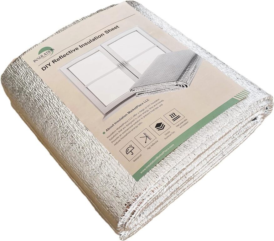 DIYReflective Insulation, Window Kit - 60" X 10'+65 Self Adhesive Pads-Foam Core