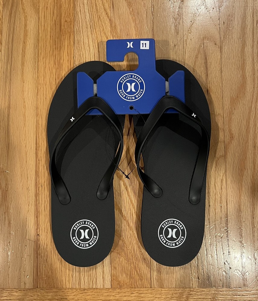 NEW Hurley Flip Flops Black size 11
