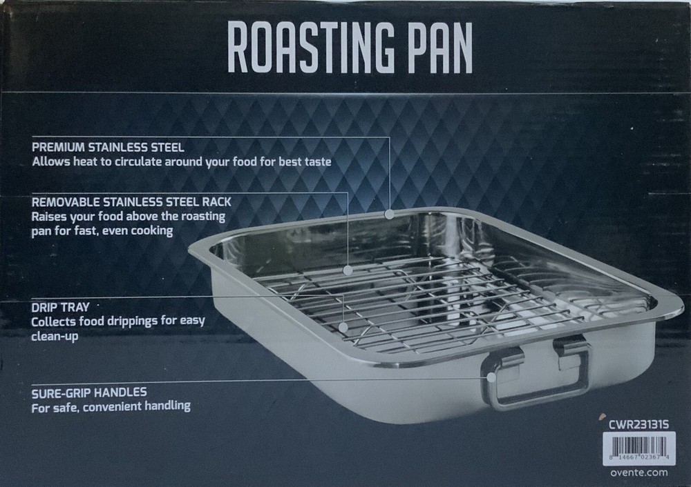 Ovente 13" Stainless Steel Roasting Pan