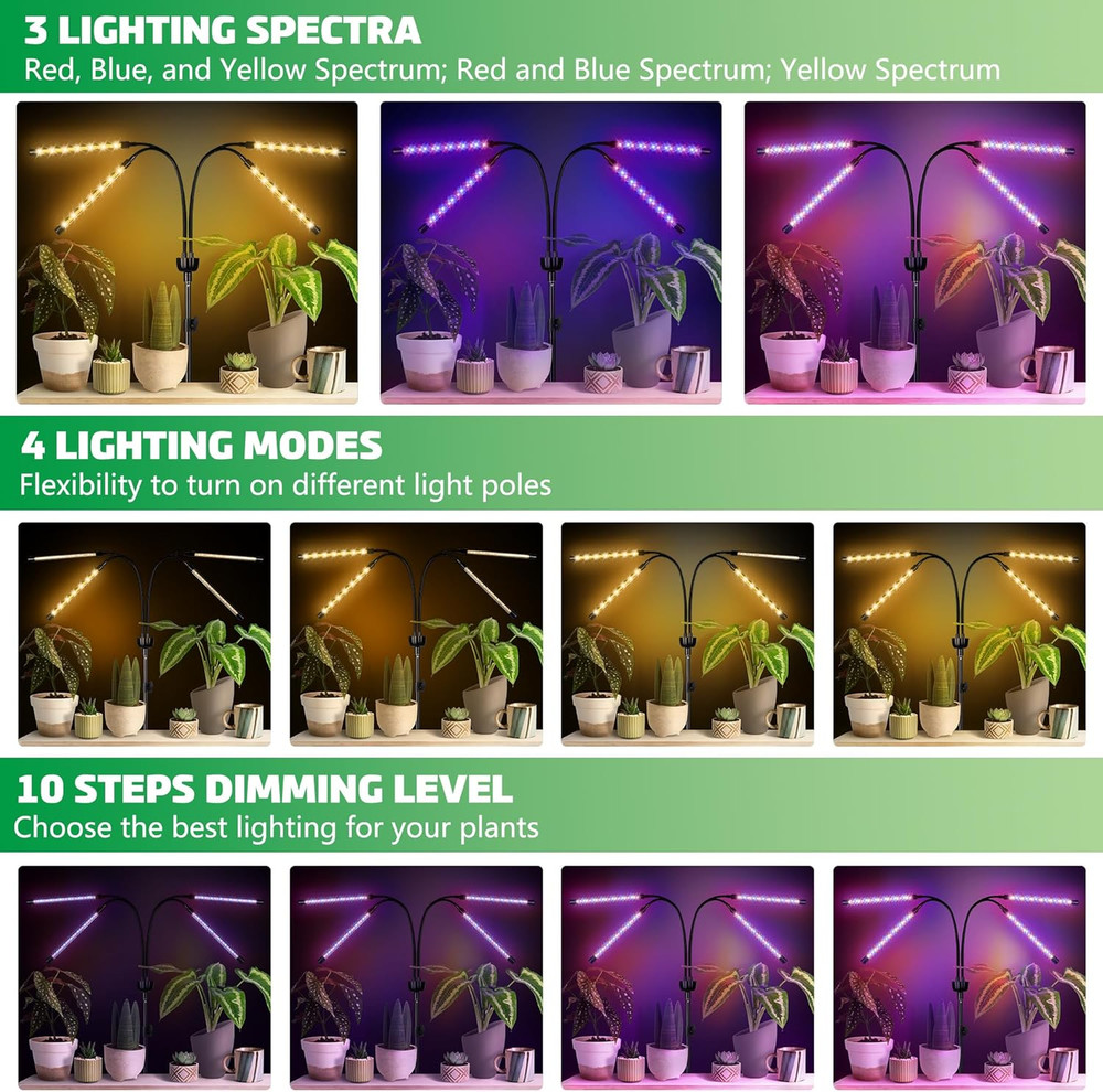 Full Spectrum LED Grow Light with Adjustable Tripod and Remote Control Timer