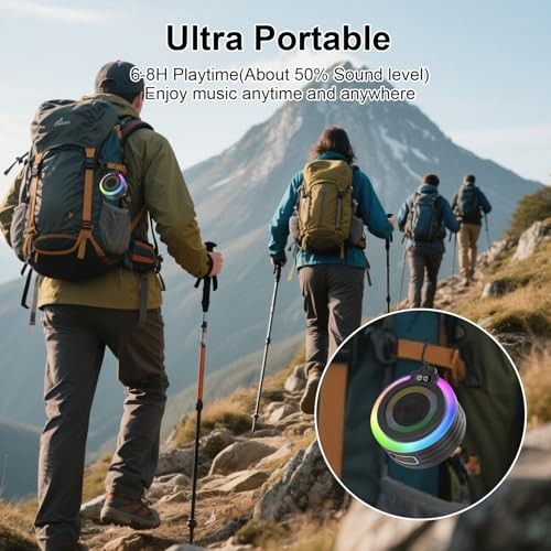 Bluetooth Shower Speaker, Portable Bluetooth Speaker Stereo Sound with Black