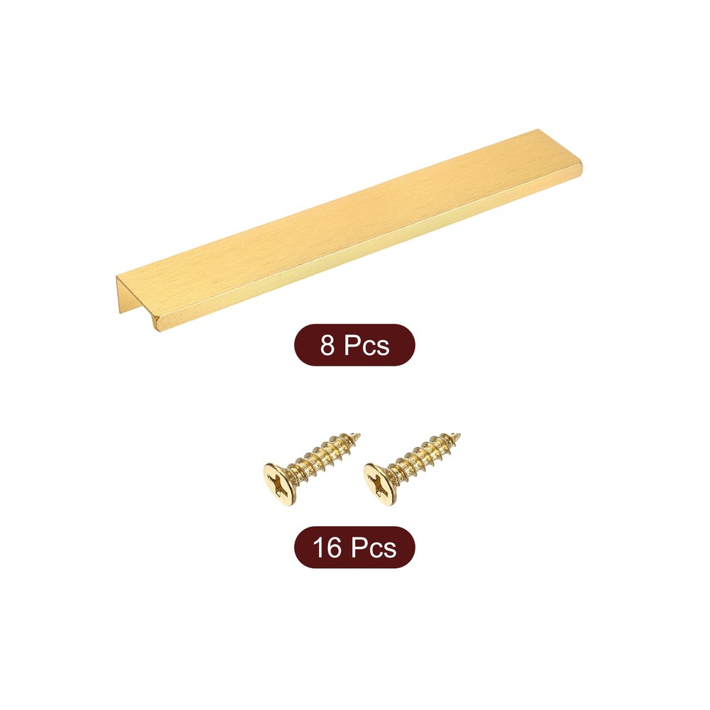 Cabinet Edge Finger Pull, 8pcs 200mm / 7.87" Hidden Cabinet Pulls, Gold