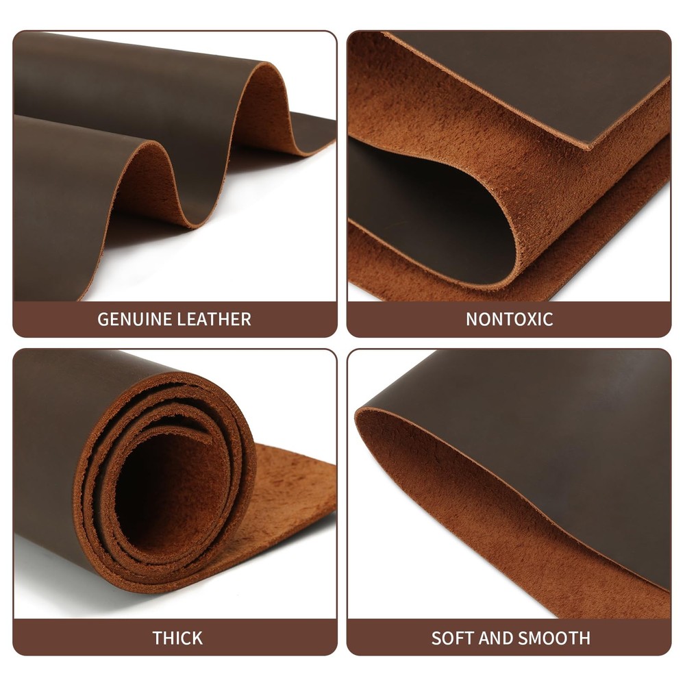 Genuine Leather Sheets for Crafts Full Grain Leather Tooling Leather Square 2...
