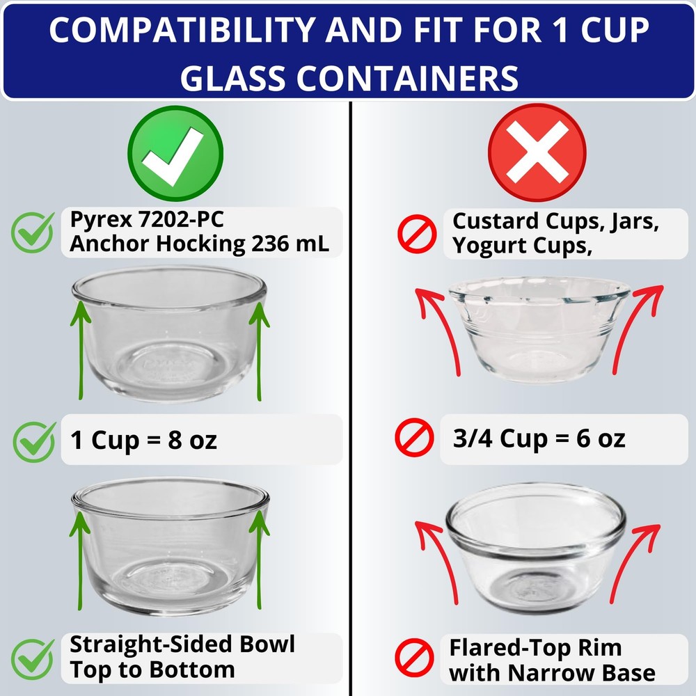 1, 2, 4 & 7 Cup Round & 3, 6, 11 Cup Rectangle Replacement Lids/Covers for Py...