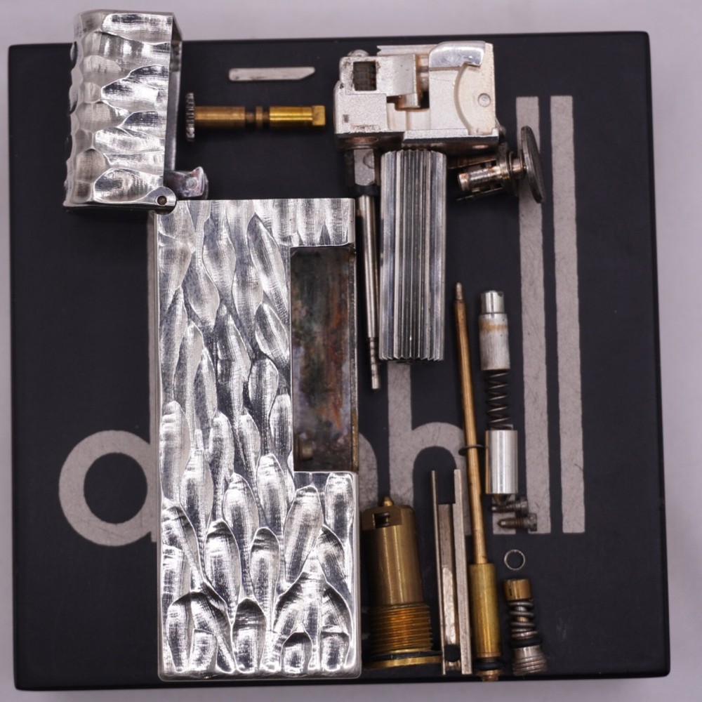 Dunhill Rollagas Lacquer Dome Lighter Silver plated with Black Lacquer_Working