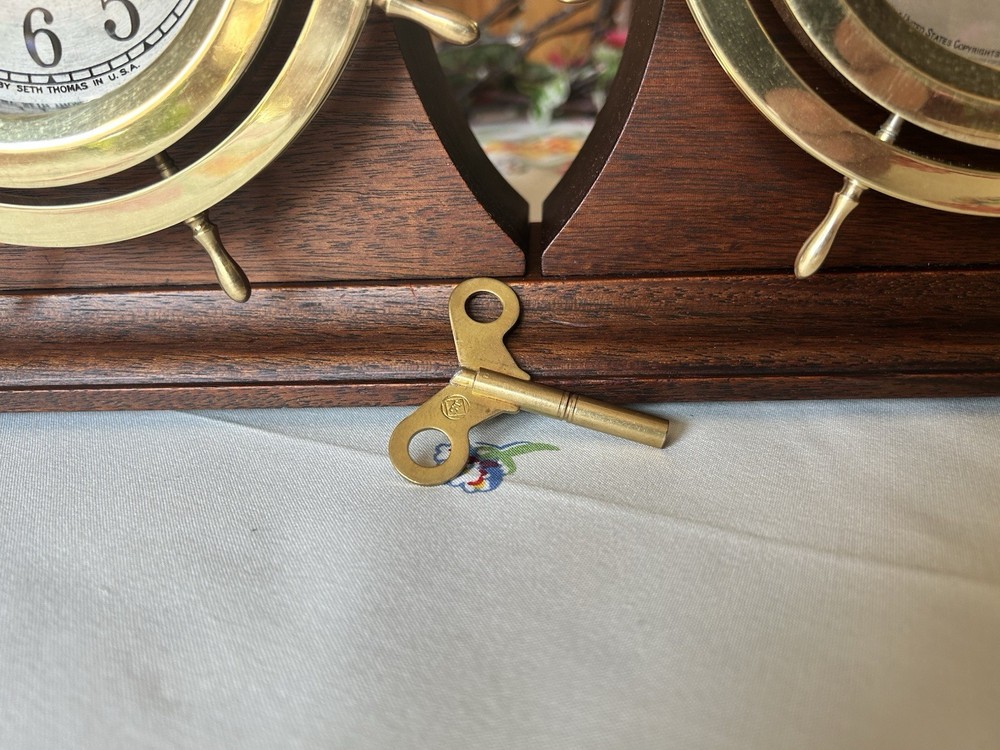 Seth Thomas Vintage Ship's Bell Clock - Barometer Set "SHIPMATES"
