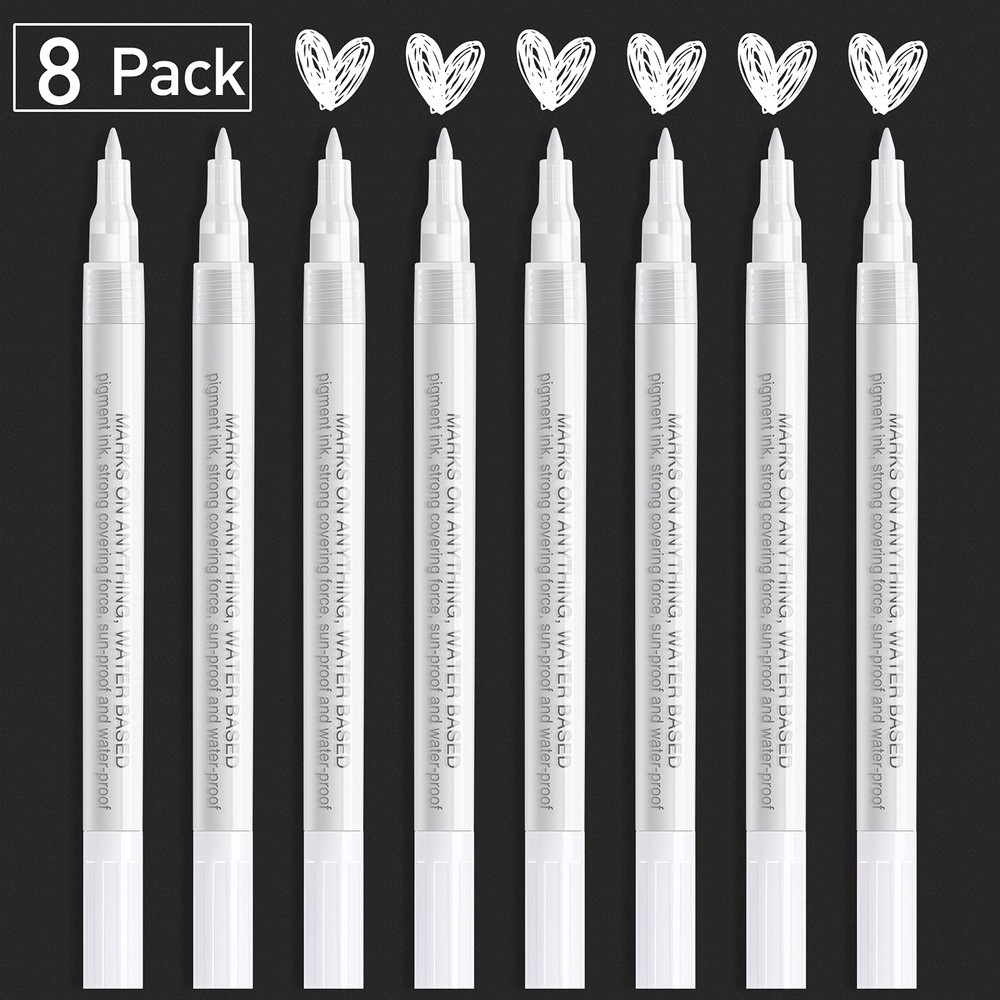 White Acrylic Paint Pens Extra Fine Point 8 Pack