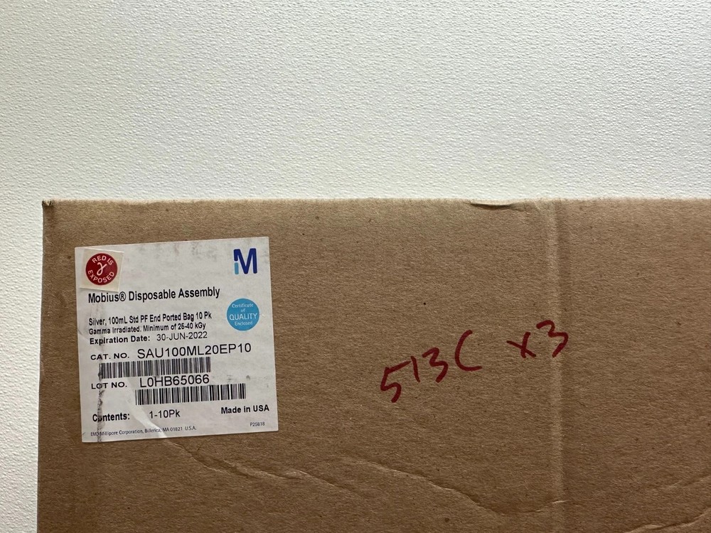 Millipore REF SAU100ML20EP10 Mobius Disposable Assembly Silver 100 mL Standard