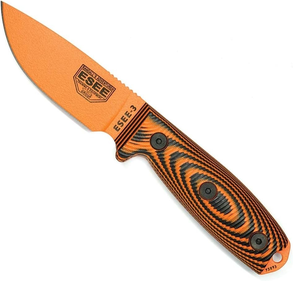 ESEE-3 Fixed Blade Orange 1095 Blade 3D Orange/Black G10 Handle