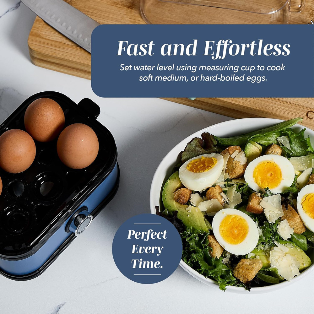 6-Egg Capacity Egg Cooker – for Soft, Medium, or Hard-Boiled Eggs, Rapid Cook Ti
