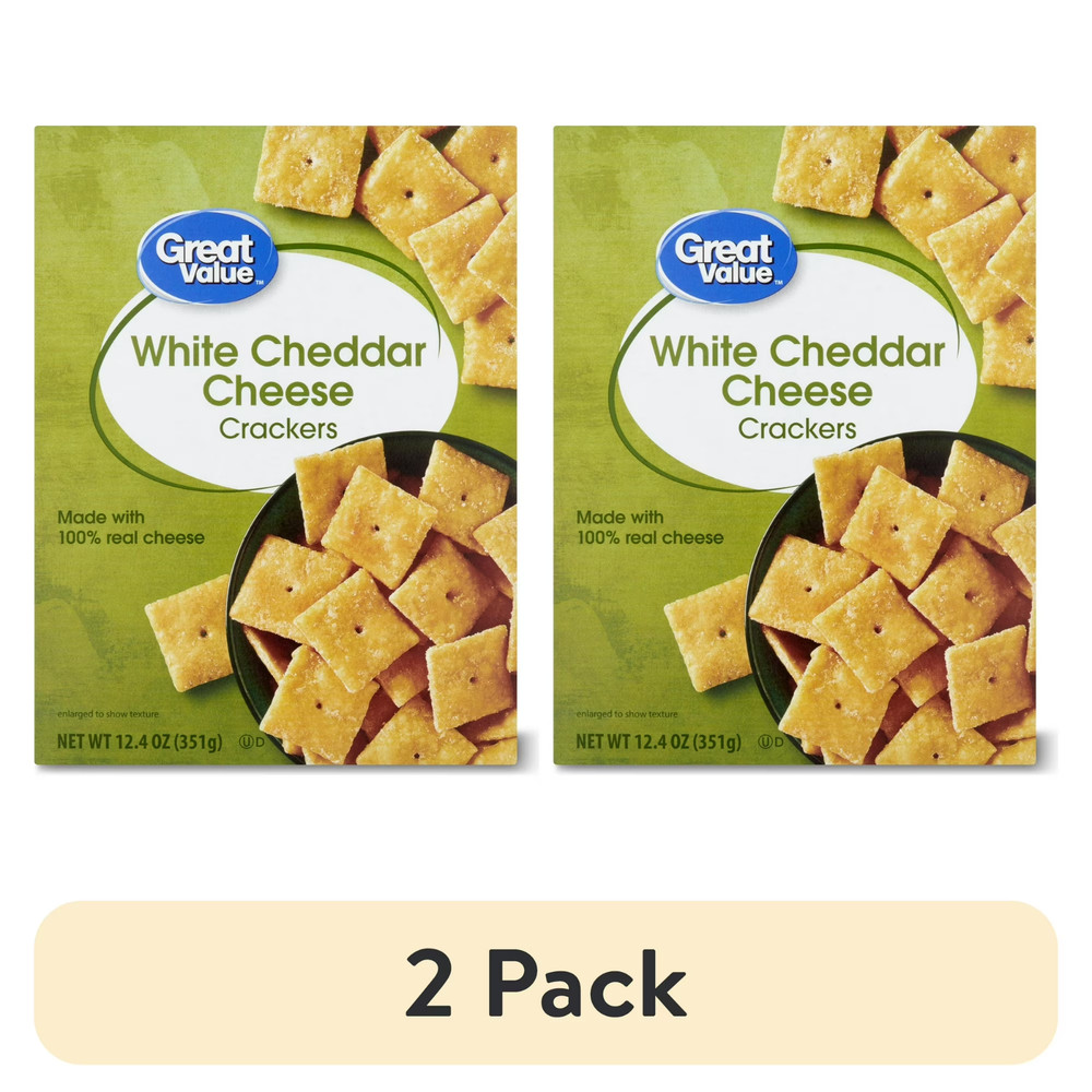 (2 pack) GREAT VALUE 12.4 OZ WHITE CHEDDAR CHEESE CRACKERS...