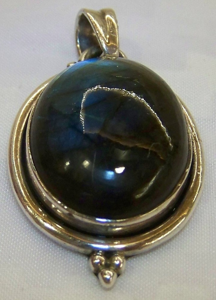 SILVER 925 PENDANT - LABRADORITE BLUE/GREEN STONE