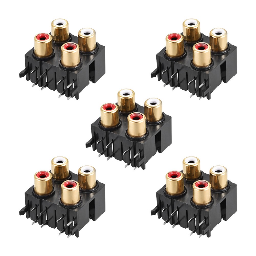 AV Concentric Outlet 4 RCA Female Jack 8-Pin Connector Socket Panel Mount 5pcs