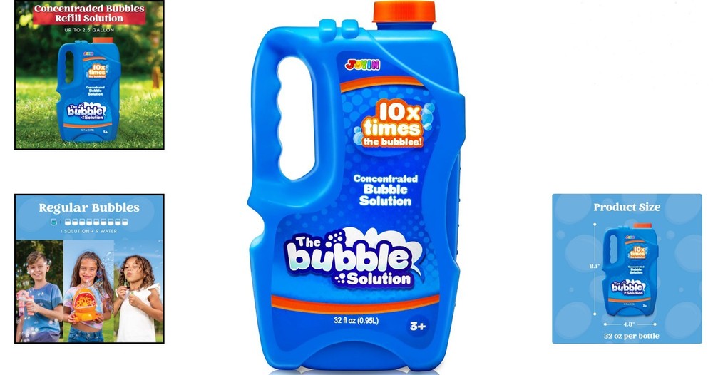 Versatile 32 OZ Bubble Solution – Ultimate Refill for Bubble Machines & Toys