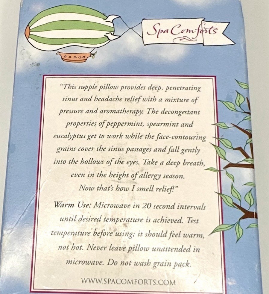 Aromatherapy Spa Comforts Microwavable Sinus Soother Mask Made By Dreamtime Inc.