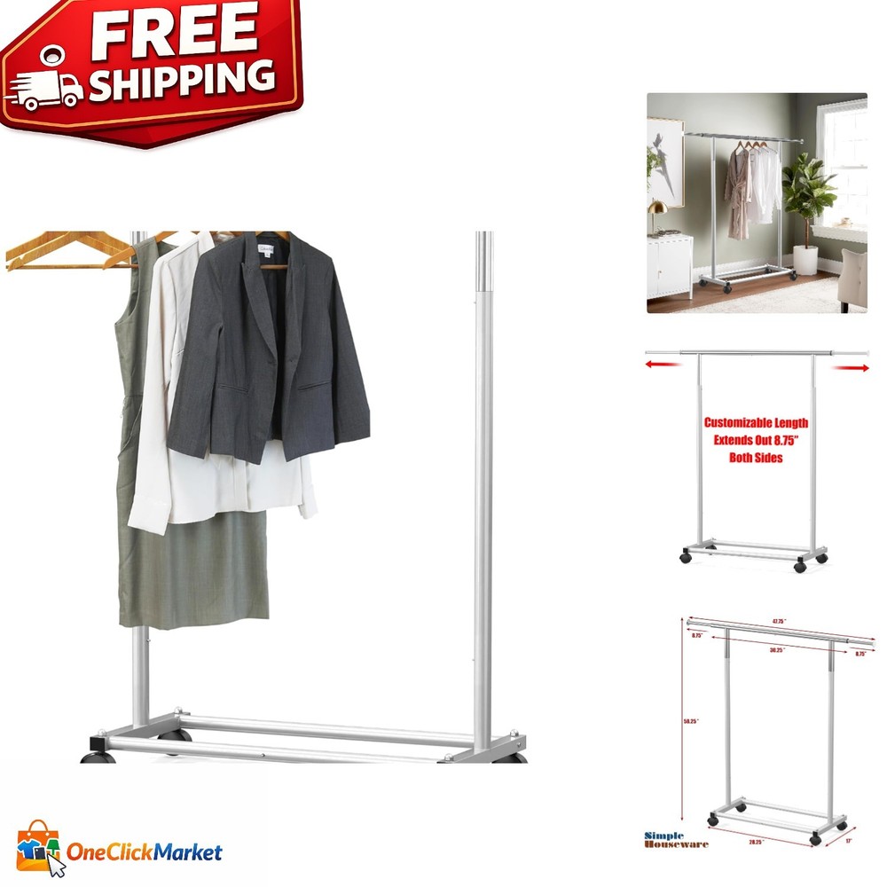 Adjustable Workspace Garment Rack - Elegant 30" to 48" Extendable Design