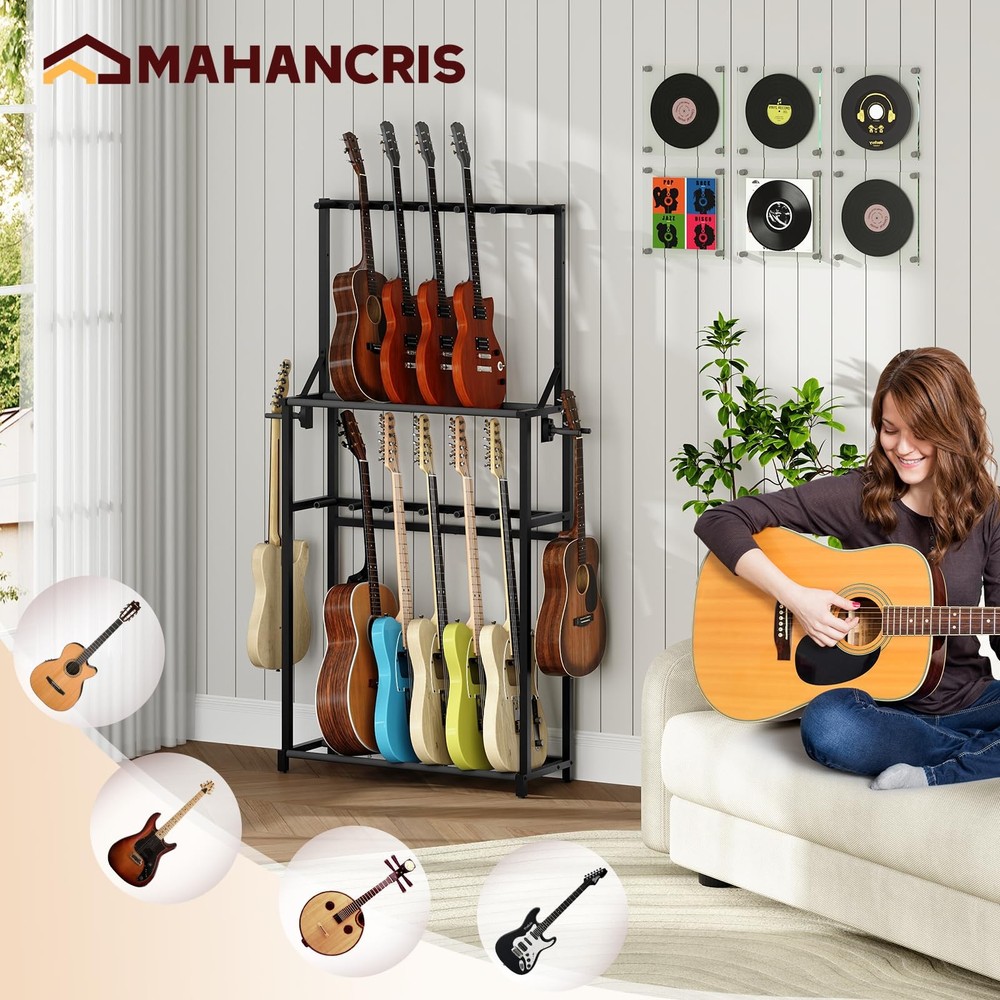 Guitar Stand, Multiple Guitar Rack Holder for Various Instruments, Multi-Inst...