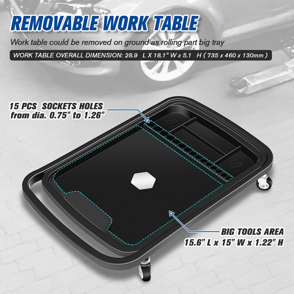 2-In-1 Adjustable Sturdy Durable w/ 360° Rolling Casters Storage Working Table