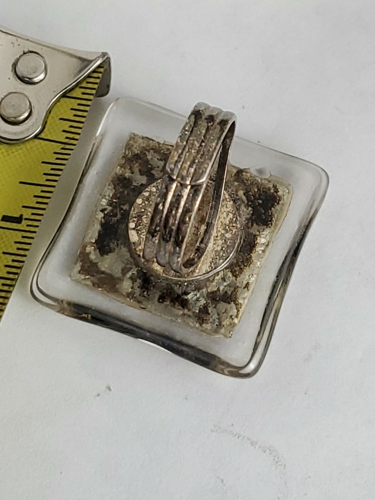 Silver art glass statement ring adjustment